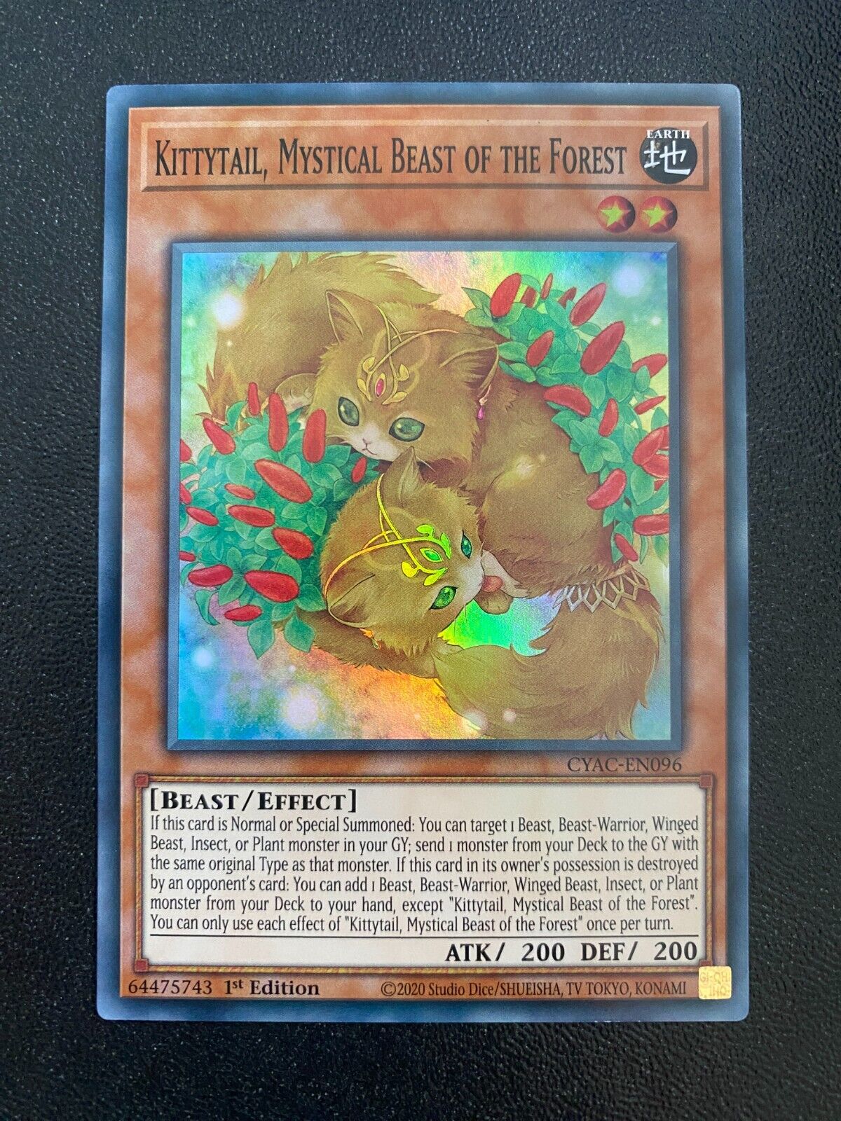 Yugioh Kittytail, Mystical Beast of the Forest CYAC-EN096 Super Rare 1st NM/MINT