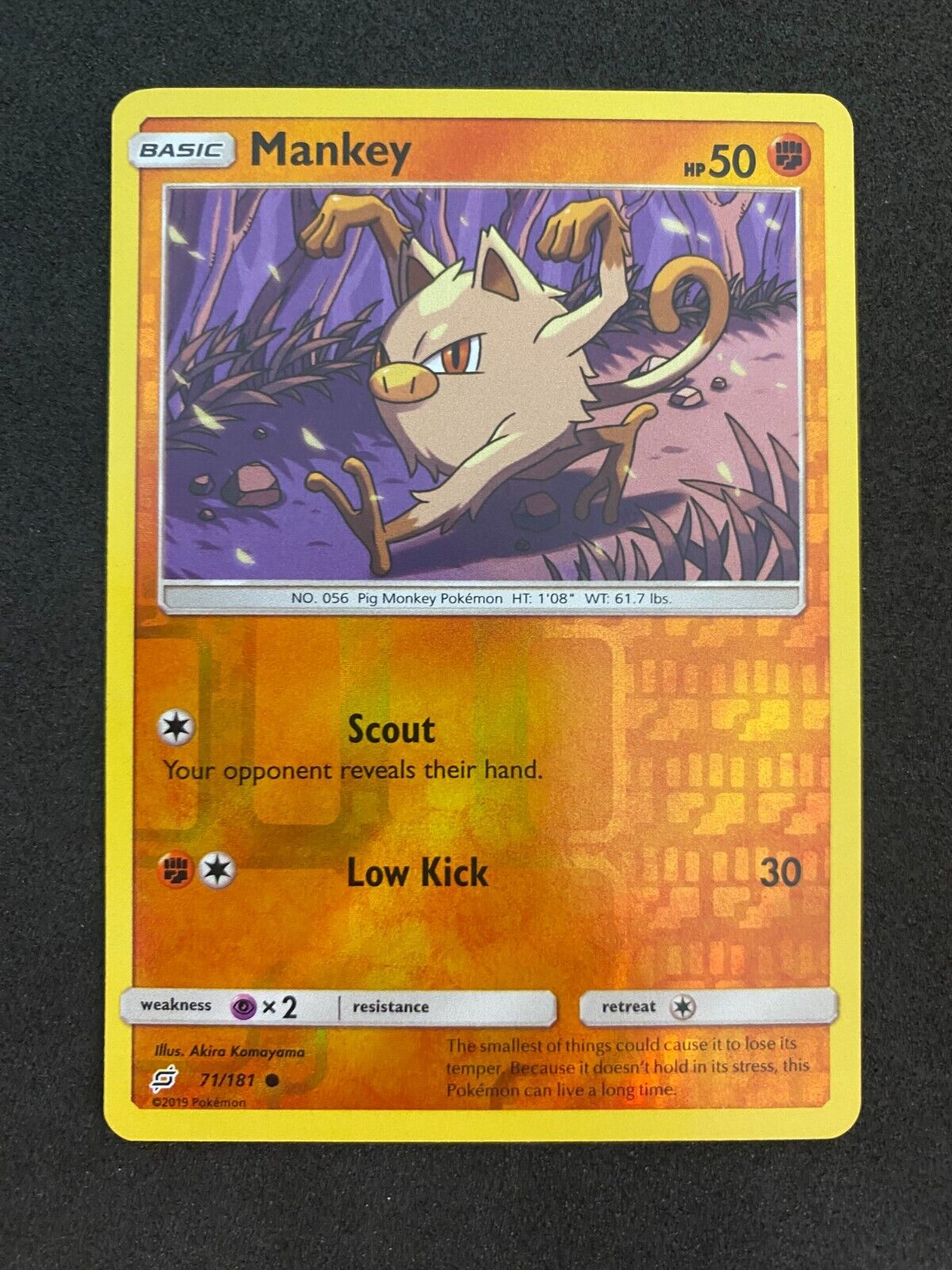 Pokemon Mankey 71/181 Team Up Reverse Holo NM