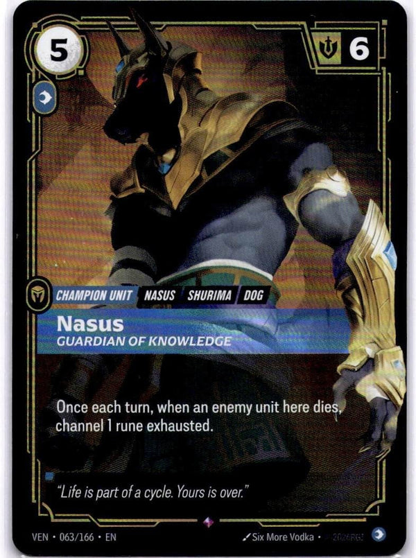 Riftbound Nasus, Guardian of Knowledge 063/166 Vendetta Rare NM