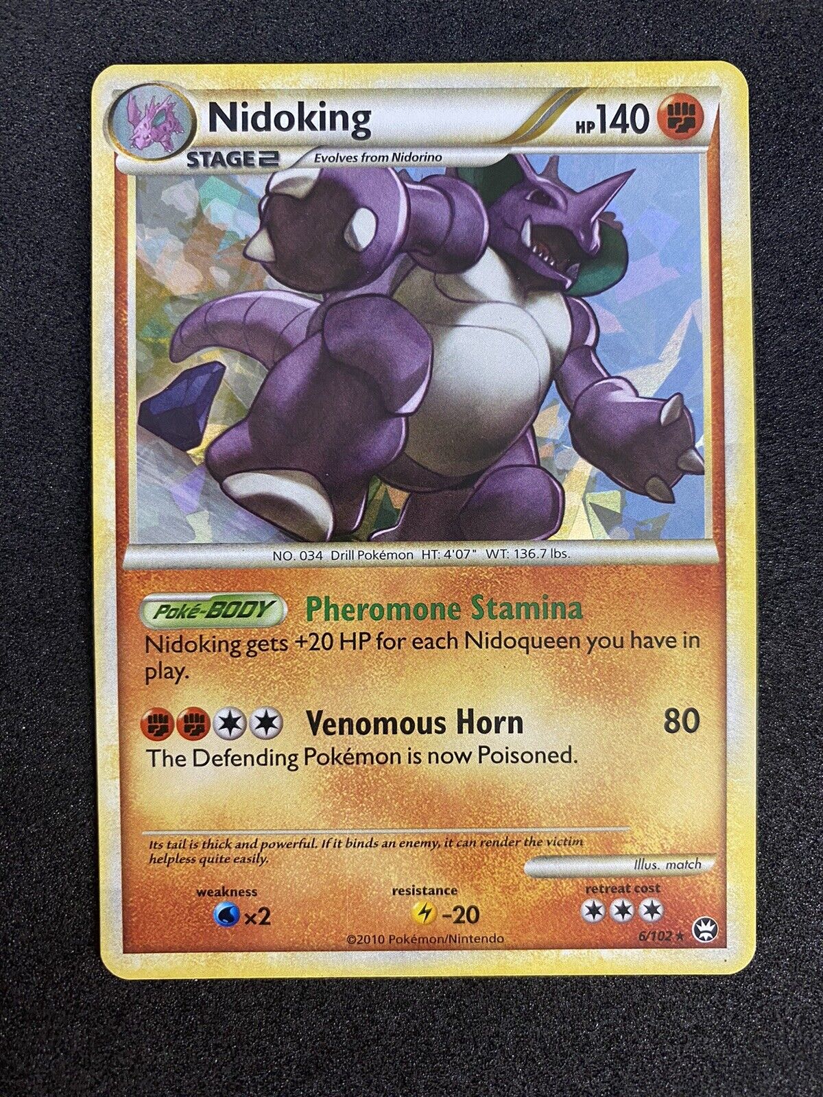 Pokemon Nidoking 6/102 HGSS Triumphant Cracked Ice Holo NM