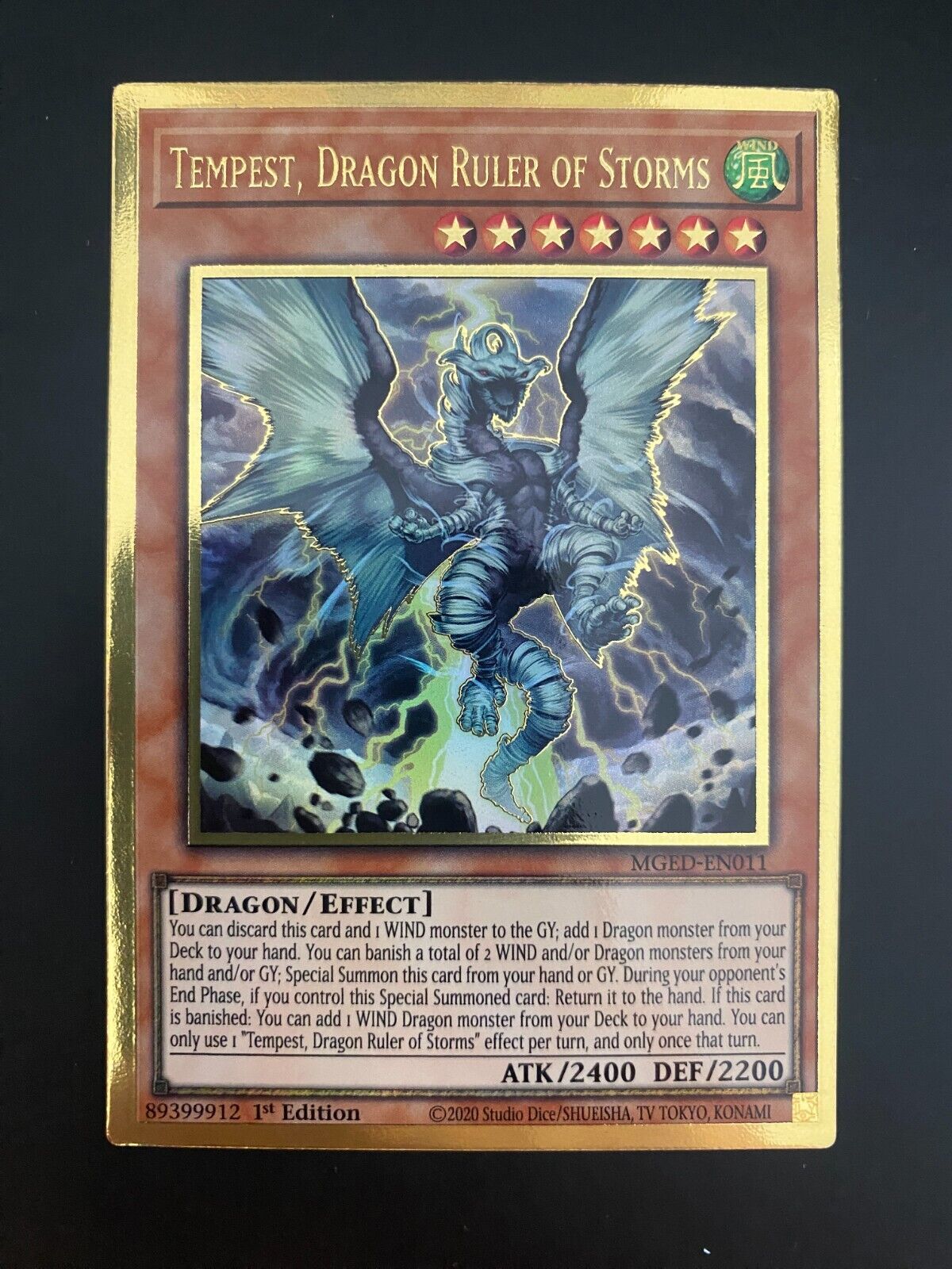 Yugioh Tempest, Dragon Ruler of Storms MGED-EN011 1st Premium Gold Rare NM/MINT