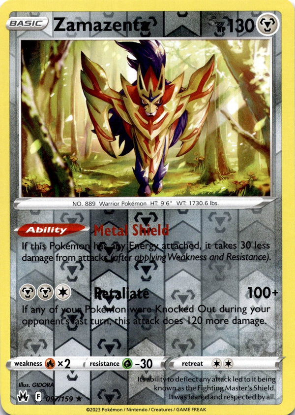 Pokemon Zamazenta 097/159 Crown Zenith Reverse Holo LP