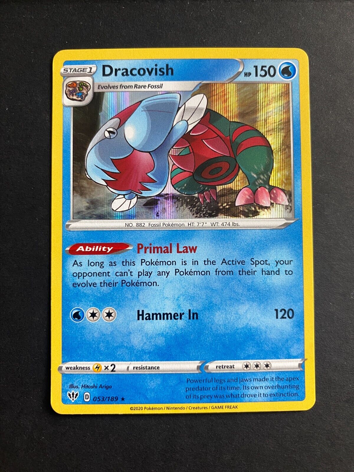 Pokemon Dracovish 053/189 Darkness Ablaze Holo NM