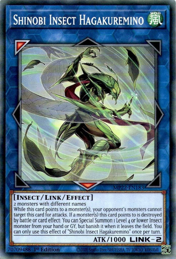 Yugioh Shinobi Insect Hagakuremino MP22-EN183 Common 1st Edition NM