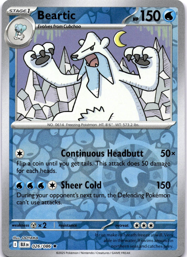 Pokemon Beartic 026/086 Black Bolt Reverse Holo NM