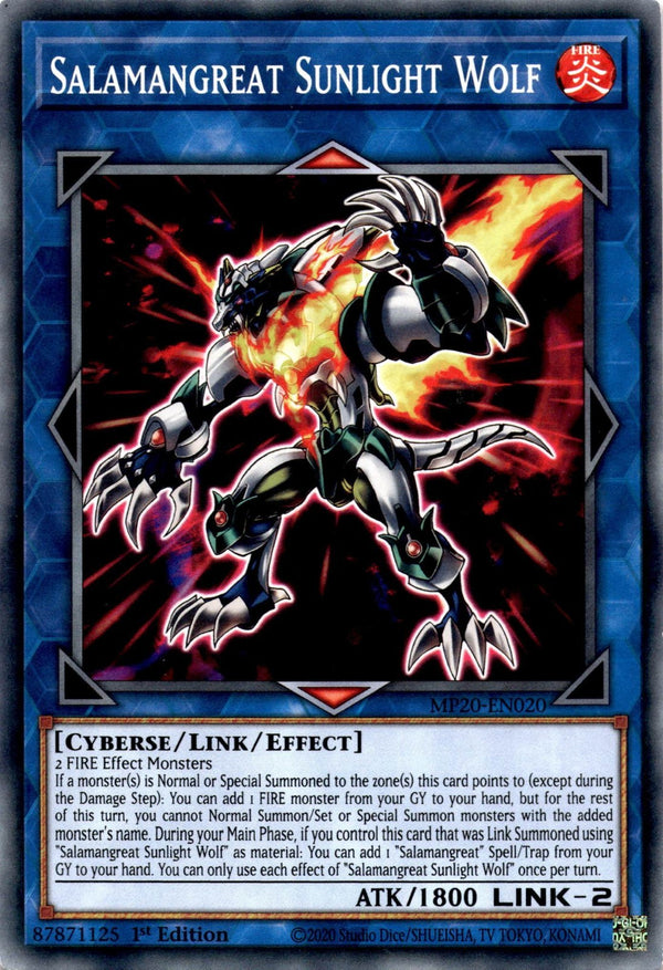 Yugioh Salamangreat Sunlight Wolf MP20-EN020 Common 1st Edition NM