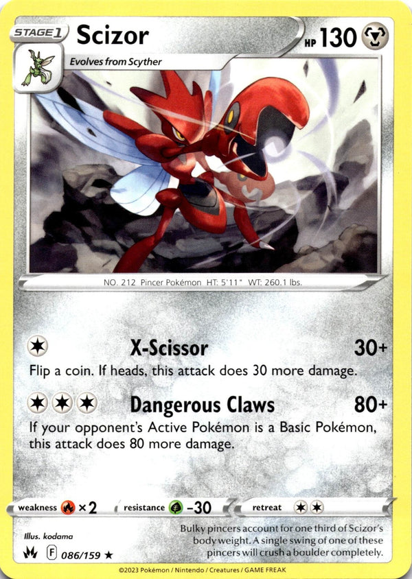 Pokemon Scizor 086/159 Crown Zenith Non Holo NM