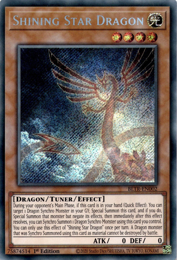 Yugioh Shining Star Dragon BLTR-EN002 Secret Rare 1st Edition NM