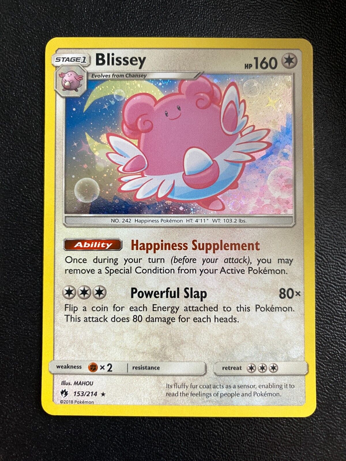 Pokemon Blissey 153/214 SM Lost Thunder Rare Cosmos Holo