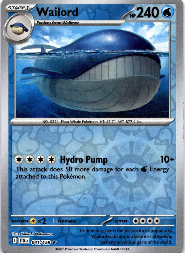 Pokemon Wailord 041/159 Journey Together Reverse Holo NM