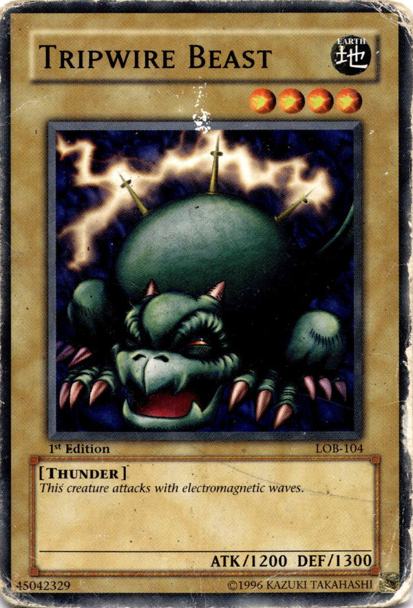 Yugioh Tripwire Beast LOB-104 (Asian English) Common 1st Edition DAMAGED