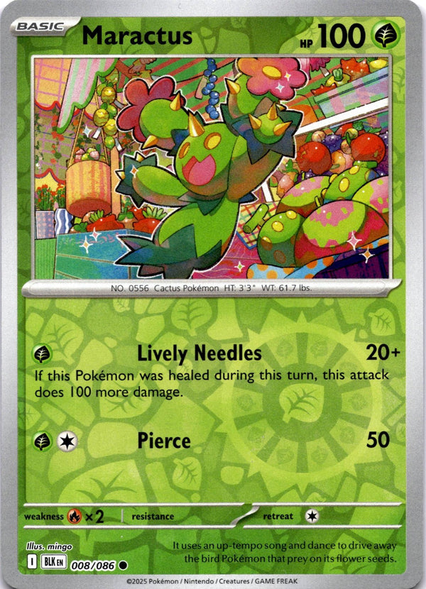 Pokemon Maractus 008/086 Black Bolt Reverse Holo NM