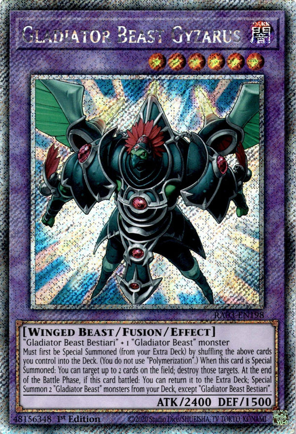 Yugioh Gladiator Beast Gyzarus RA03-EN198 Platinum Secret Rare 1st Edition NM