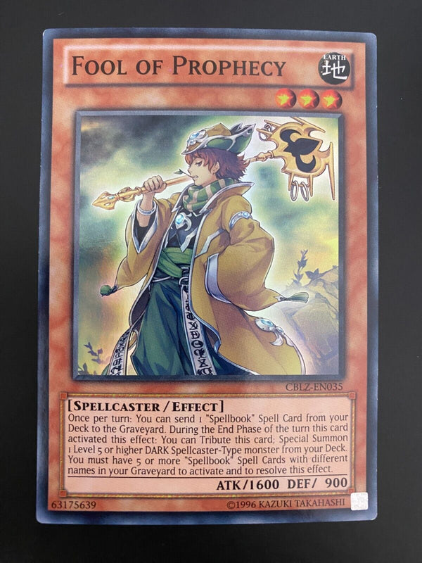 Yugioh Fool of Prophecy CBLZ-EN035 Unlimited Edition Super Rare VLP