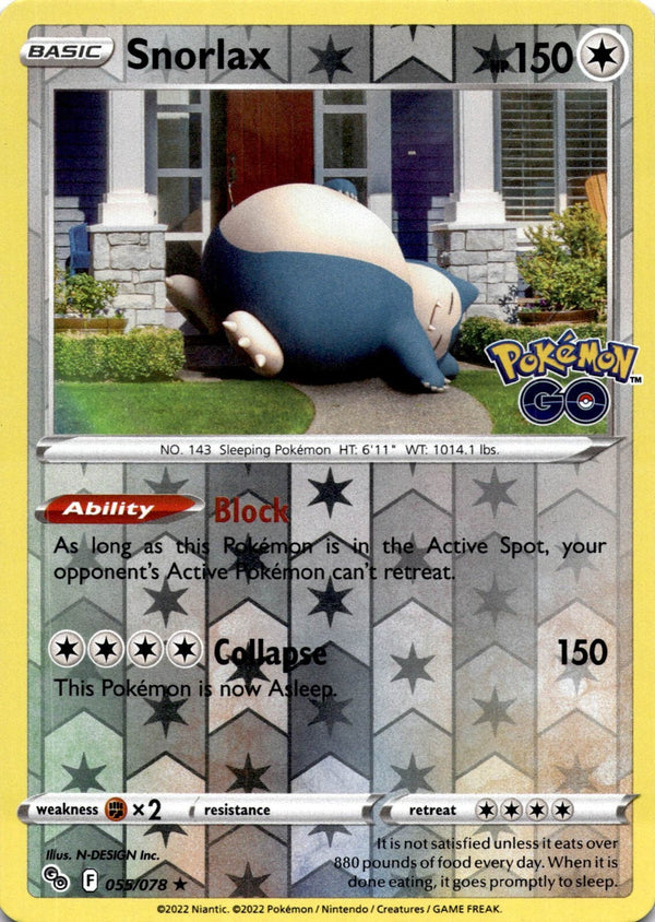 Pokemon Snorlax 055/078 Pokemon Go Reverse Holo NM
