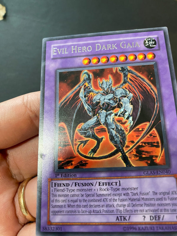 Yugioh Evil Hero Dark Gaia GLAS-EN040 Rare 1st Edition MP/LP