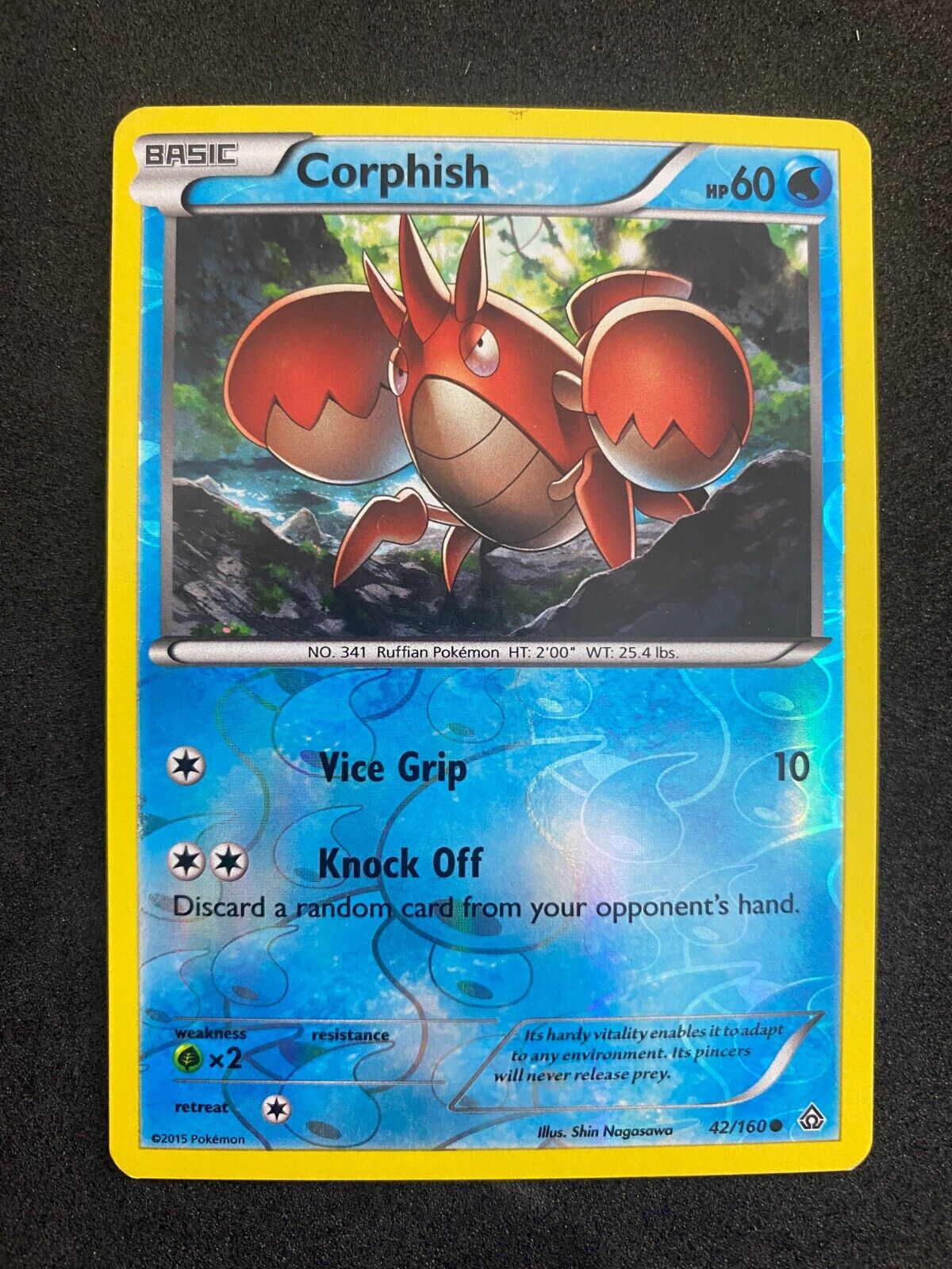 Pokemon Corphish 42/160 Primal Clash Reverse Holo LP