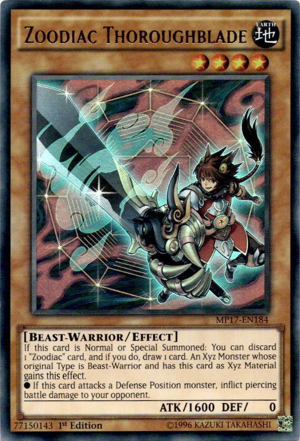 Yugioh Zoodiac Thoroughblade MP17-EN184 Ultra Rare 1st Edition VLP/NM