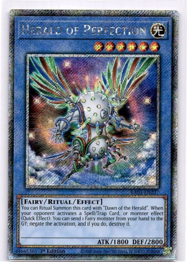 Yugioh Herald of Perfection RA03-EN237 Platinum Secret Rare 1st Edition NM