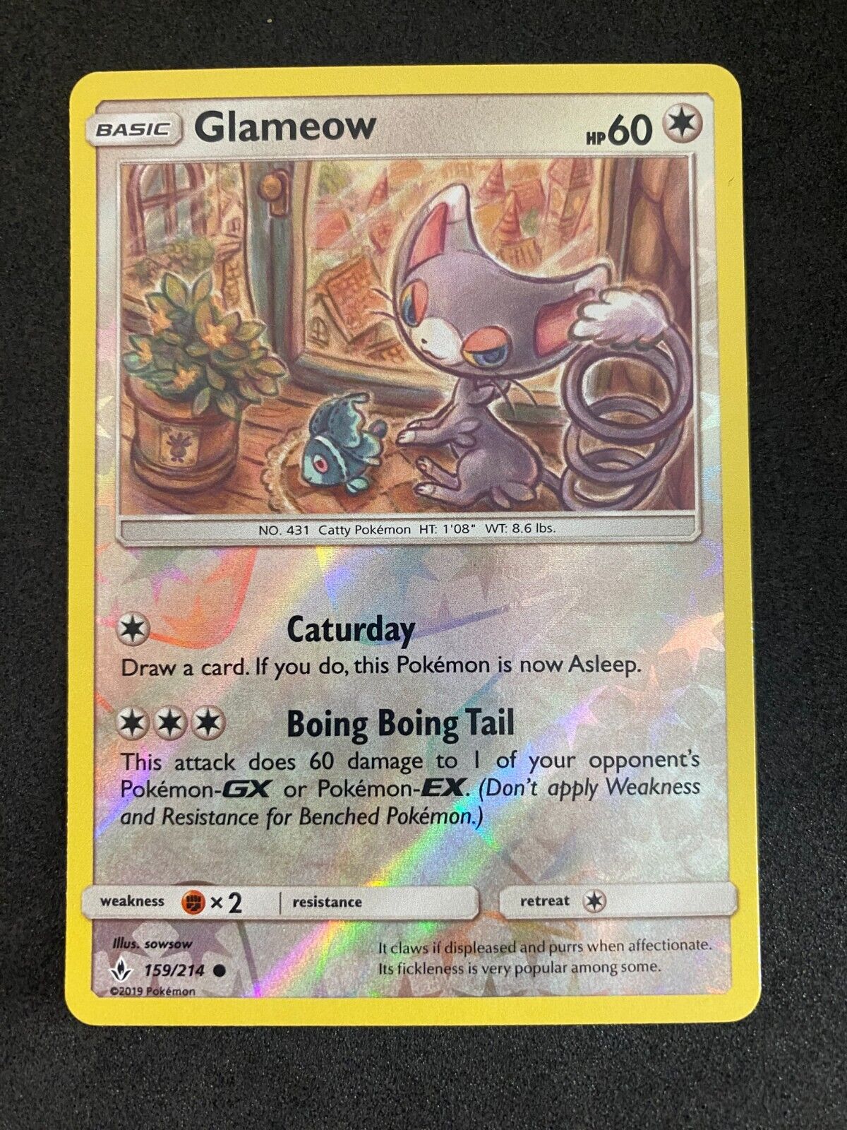 Pokemon Glameow 159/214 Unbroken Bonds Reverse Holo NM