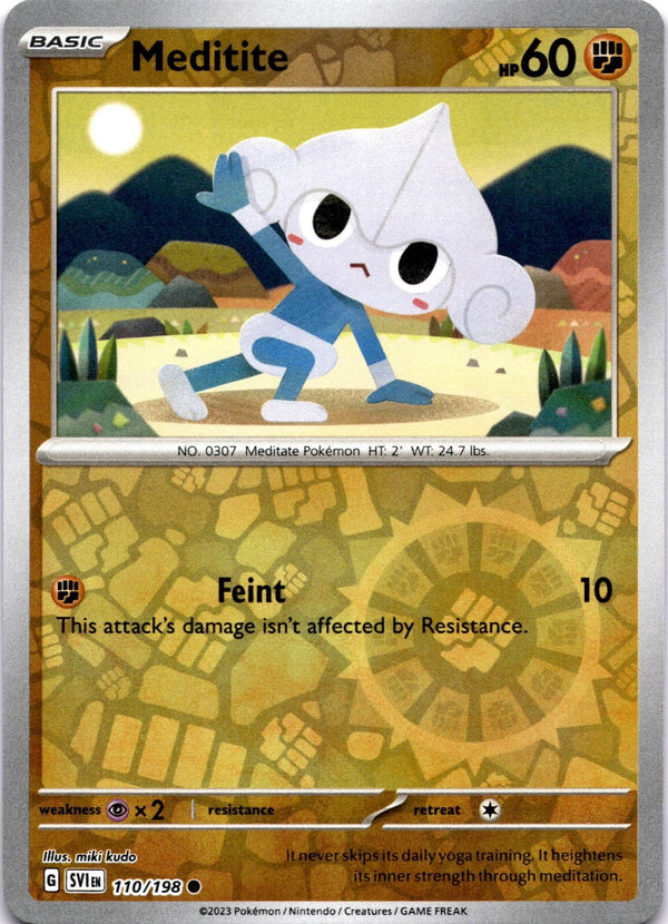 Pokemon Meditite 110/198 Scarlet Violet Base Reverse Holo LP/NM