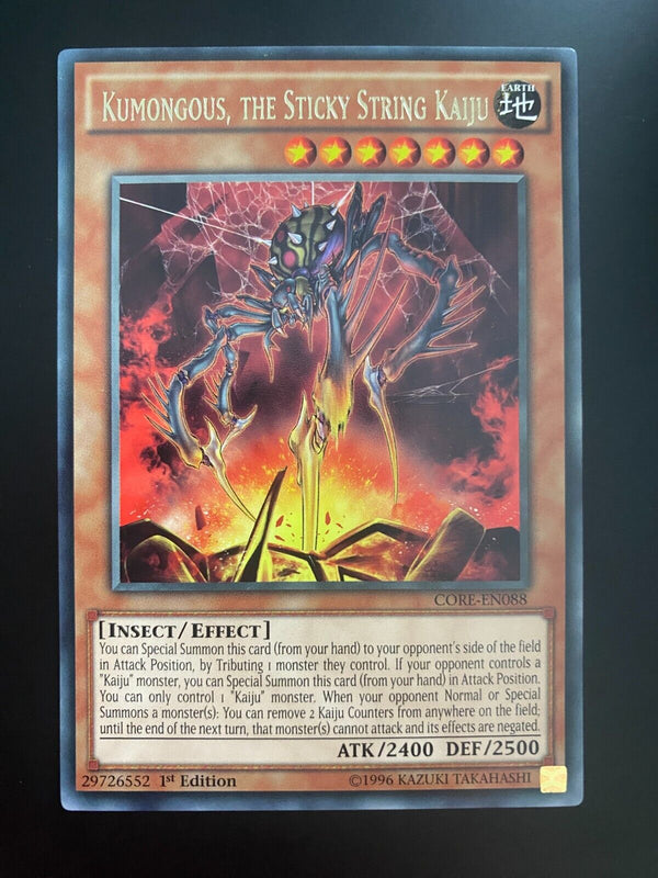 Yugioh Kumongous, the Sticky String Kaiju CORE-EN088 Rare 1st Edition NM/MINT