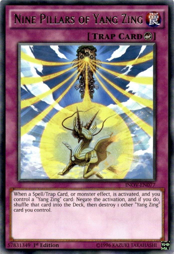 Yugioh Nine Pillars of Yang Zing INOV-EN077 Rare 1st Edition NM