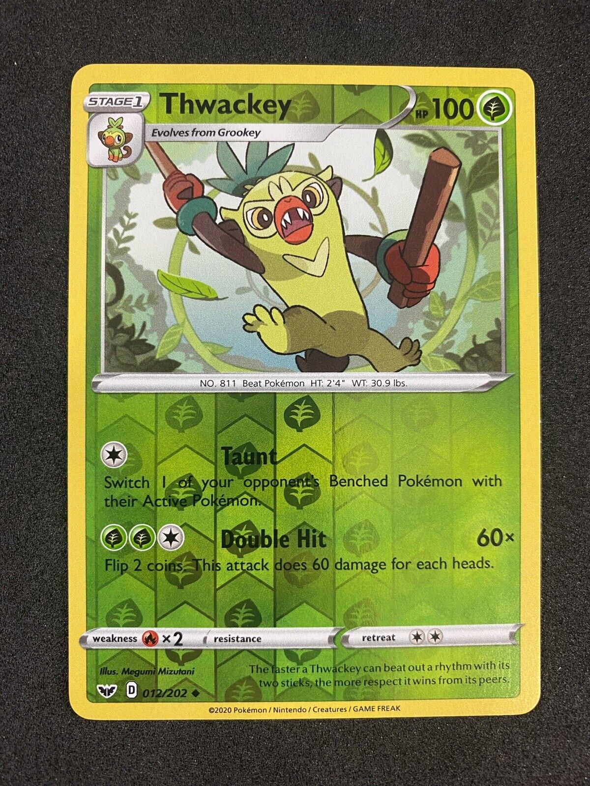 Pokemon Thwackey 12/202 Sword & Shield Reverse Holo Uncommon NM