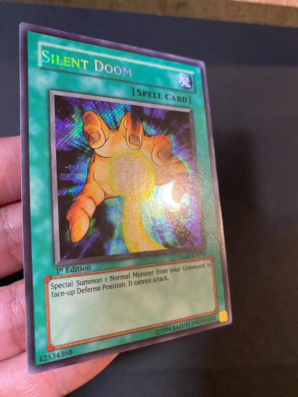Yugioh Silent Doom GLAS-EN094 Secret Rare 1st Edition Euro LP/VLP