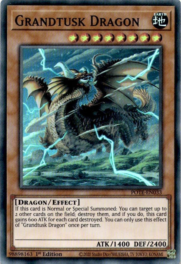 Yugioh Grandtusk Dragon POTE-EN033 Super Rare 1st Edition VLP/NM