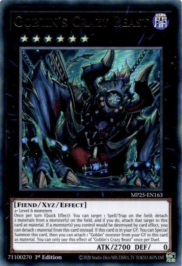 Yugioh Goblin's Crazy Beast MP25-EN163 Ultra Rare 1st Edition NM
