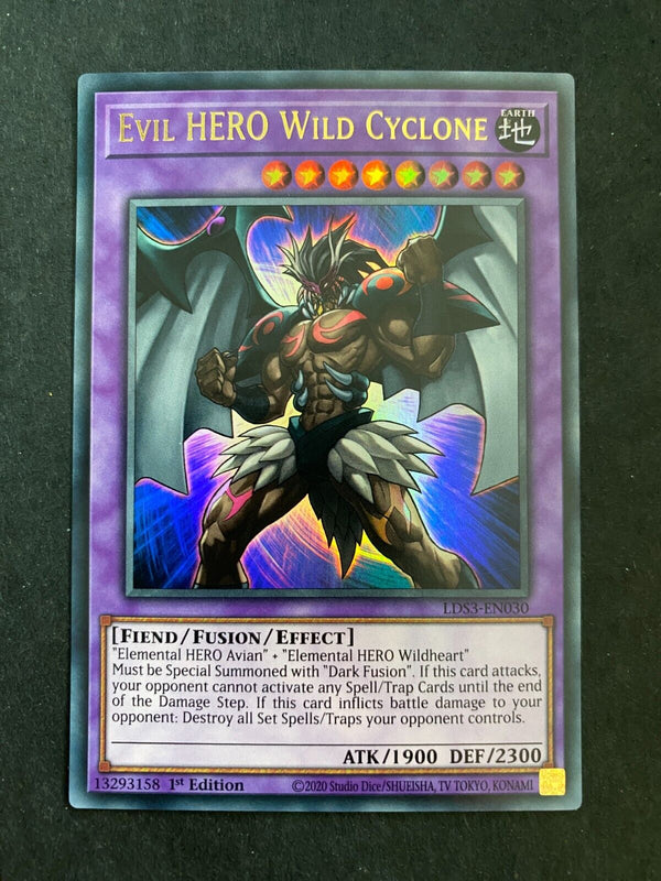 Yugioh Evil HERO Wild Cyclone LDS3-EN030 Gold Ultra Rare 1st Edition NM