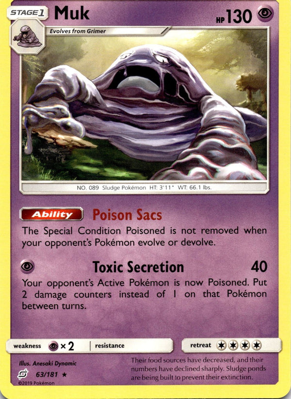 Pokemon Muk 63/181 Team Up Non Holo NM