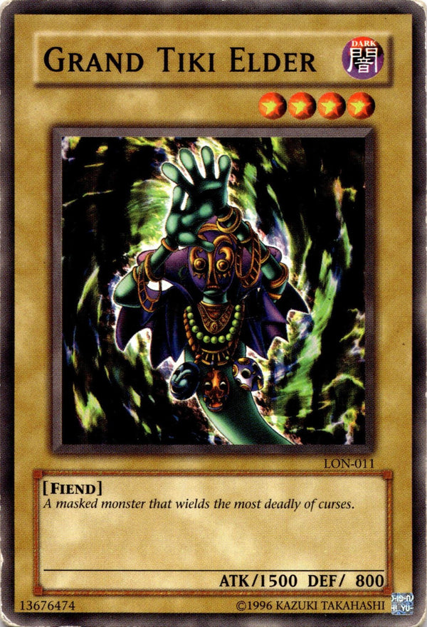 Yugioh Grand Tiki Elder LON-011 Common Unlimited Edition DAMAGED
