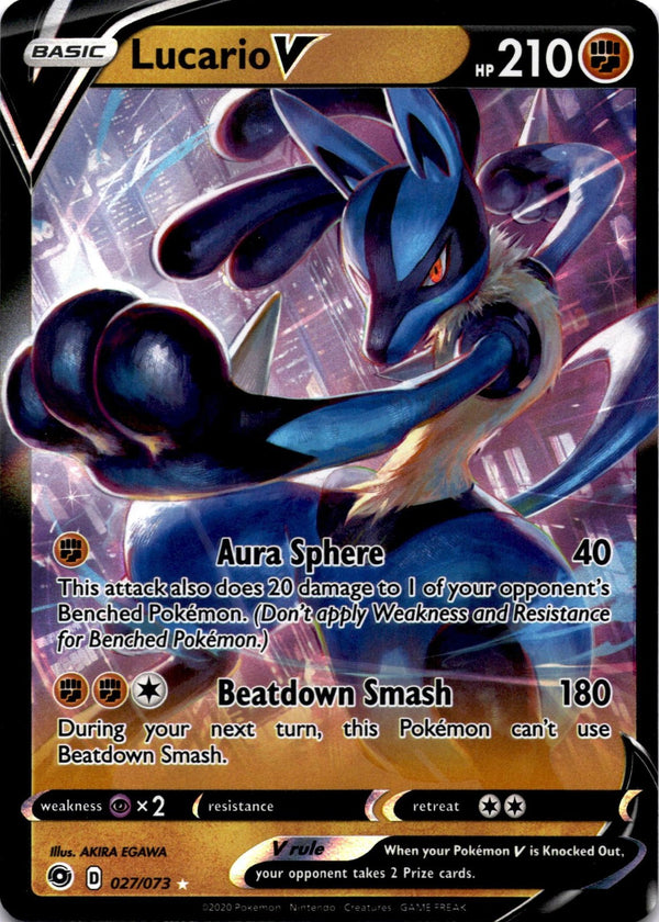 Pokemon Lucario V 027/073 Champions Path Full Art Holo NM