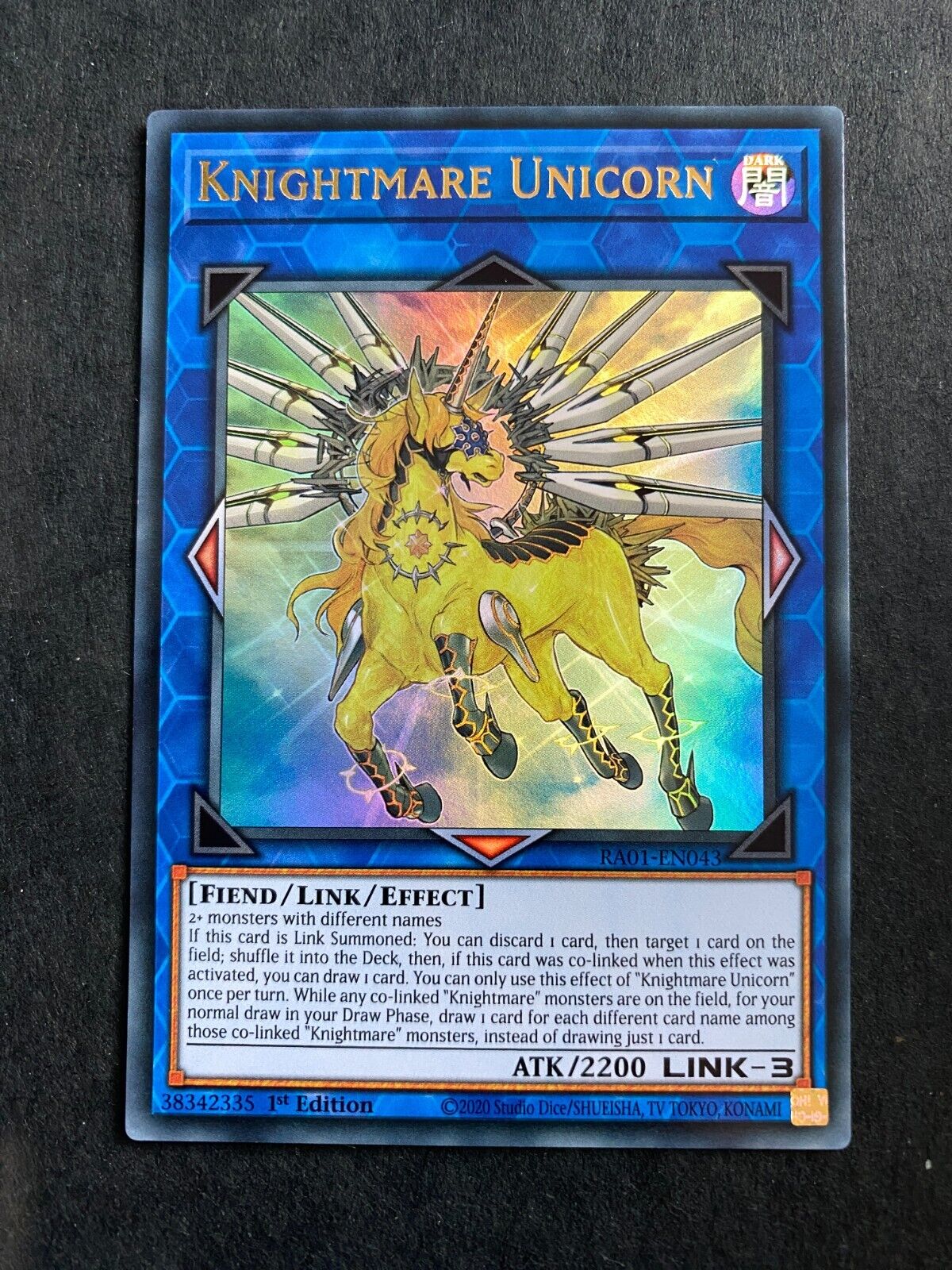 Yugioh Knightmare Unicorn RA01-EN043 Ultra Rare 1st Edition VLP/NM