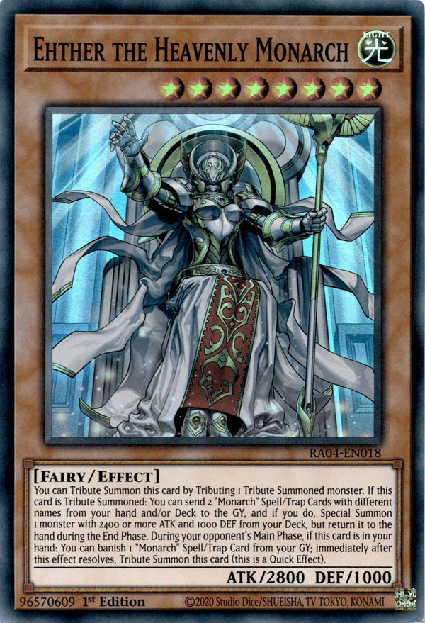 Yugioh Ehther the Heavenly Monarch RA04-EN018 Super Rare 1st Edition NM