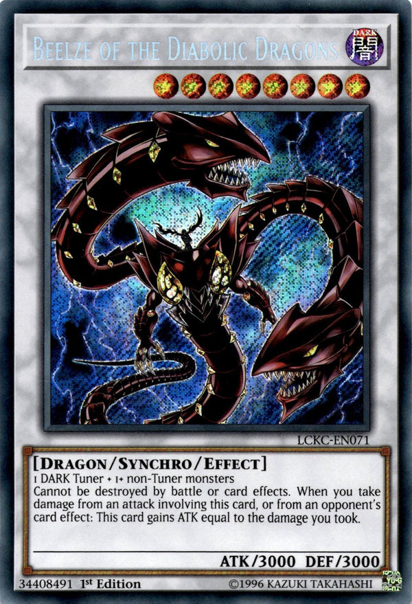 Yugioh Beelze of the Diabolic Dragons LCKC-EN071 Secret Rare 1st Edition VLP/NM