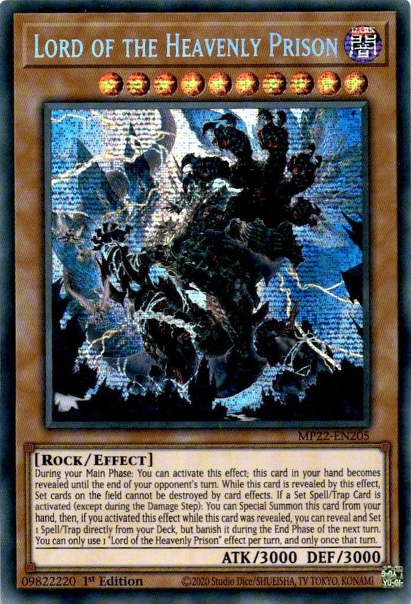 Yugioh Lord of the Heavenly Prison MP22-EN205 Secret Rare 1st Edition NM