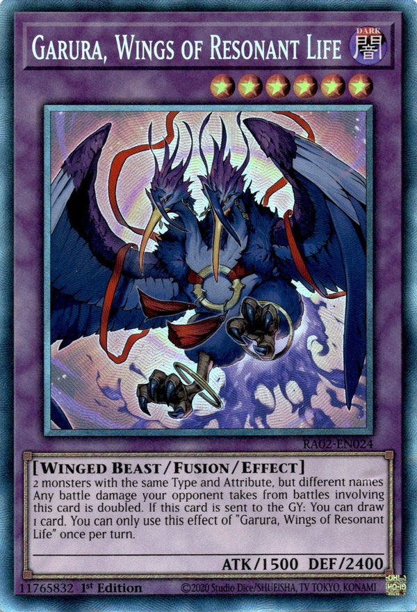Yugioh Garura, Wings of Resonant Life RA02-EN024 Collector’s Rare 1st Edition NM