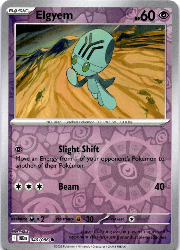 Pokemon Elgyem 040/086 Black Bolt Reverse Holo NM
