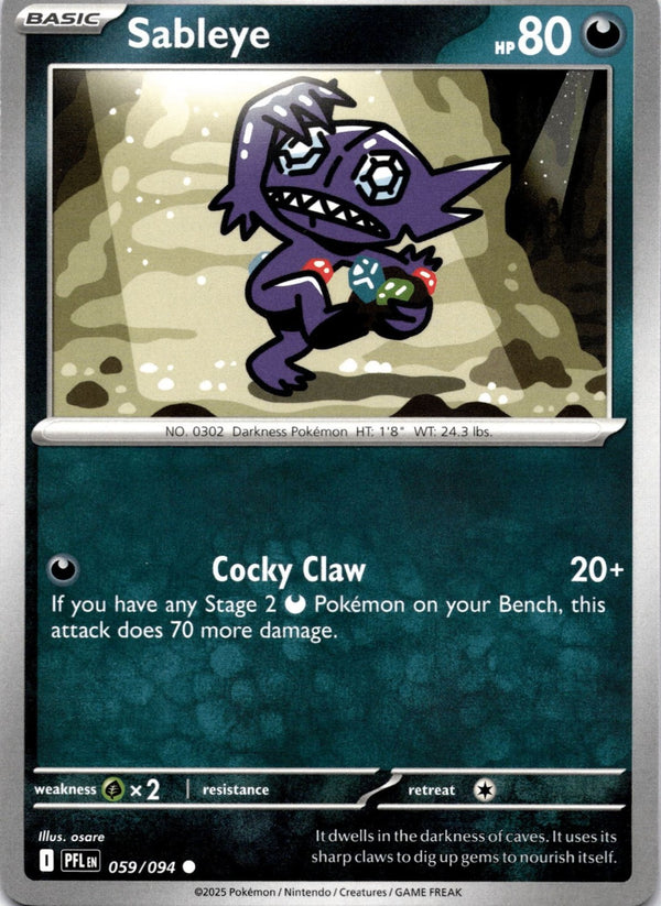 Pokemon Sableye 059/094 Phantasmal Flames Non Holo NM