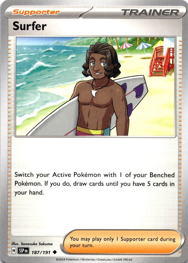 Pokemon Surfer 187/191 Surging Sparks Non Holo NM