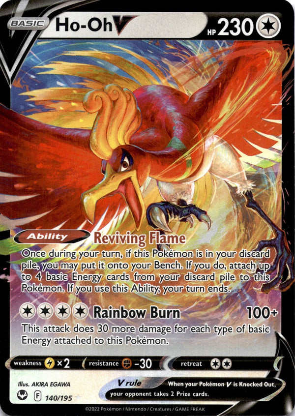 Pokemon Ho-Oh V 140/195 Silver Tempest Full Art Holo NM