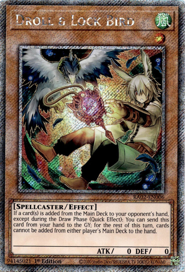 Yugioh Droll & Lock Bird RA02-EN006 Platinum Secret Rare 1st Edition NM