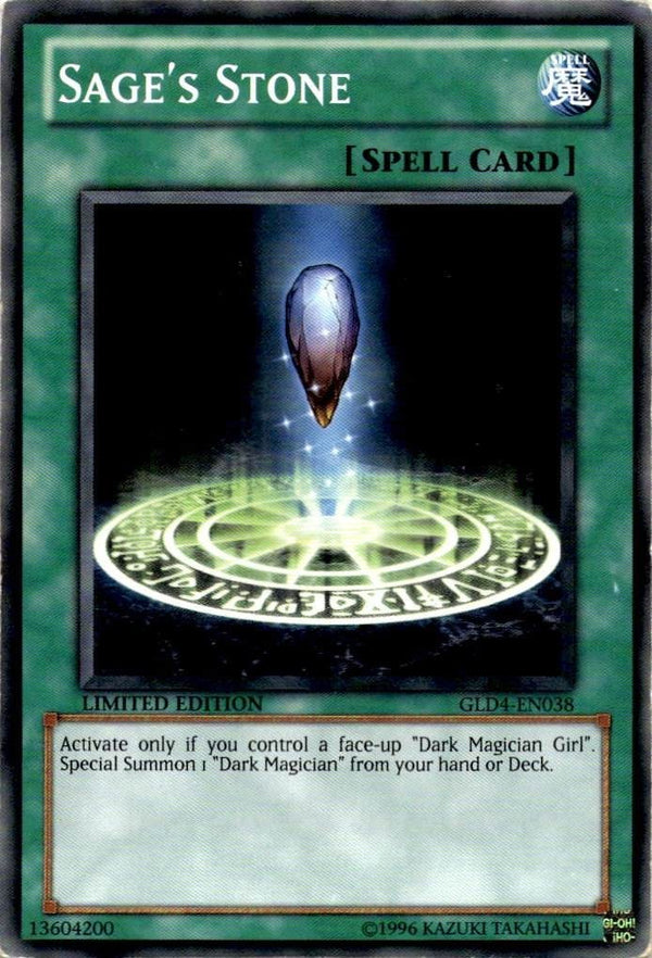 Yugioh Sage's Stone GLD4-EN038 Common Limited Edition HP