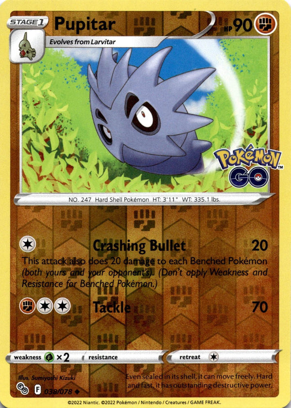 Pokemon Pupitar 038/078 Pokemon Go Reverse Holo NM