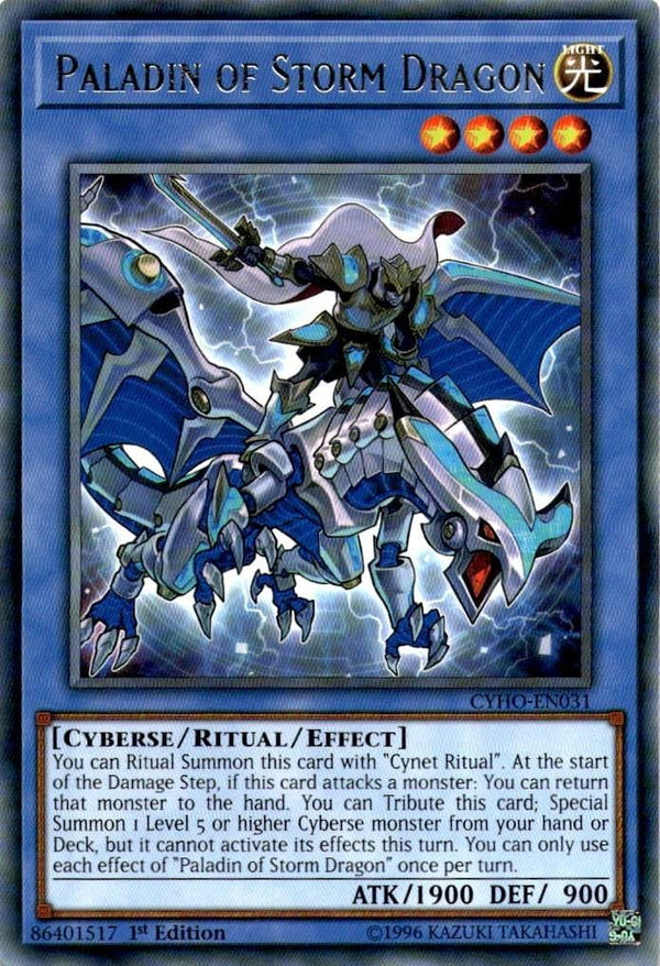 Yugioh Paladin of Storm Dragon CYHO-EN031 Rare 1st Edition LP