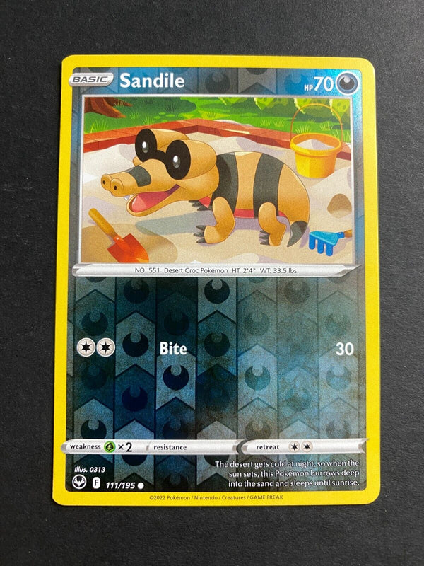 Pokemon Sandile 111/195 Silver Tempest Reverse Holo NM