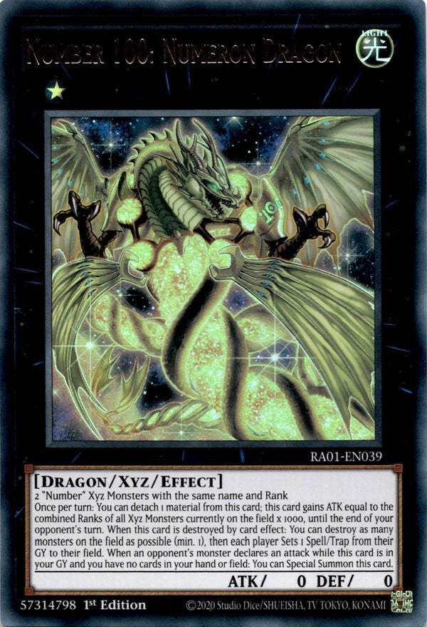 Yugioh Number 100: Numeron Dragon RA01-EN039 Ultra Rare 1st Edition NM
